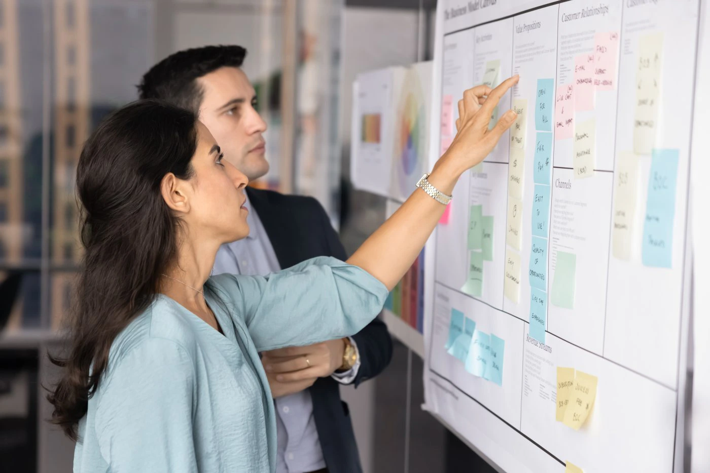 Mosaic consultants mapping a business model canvas with a client