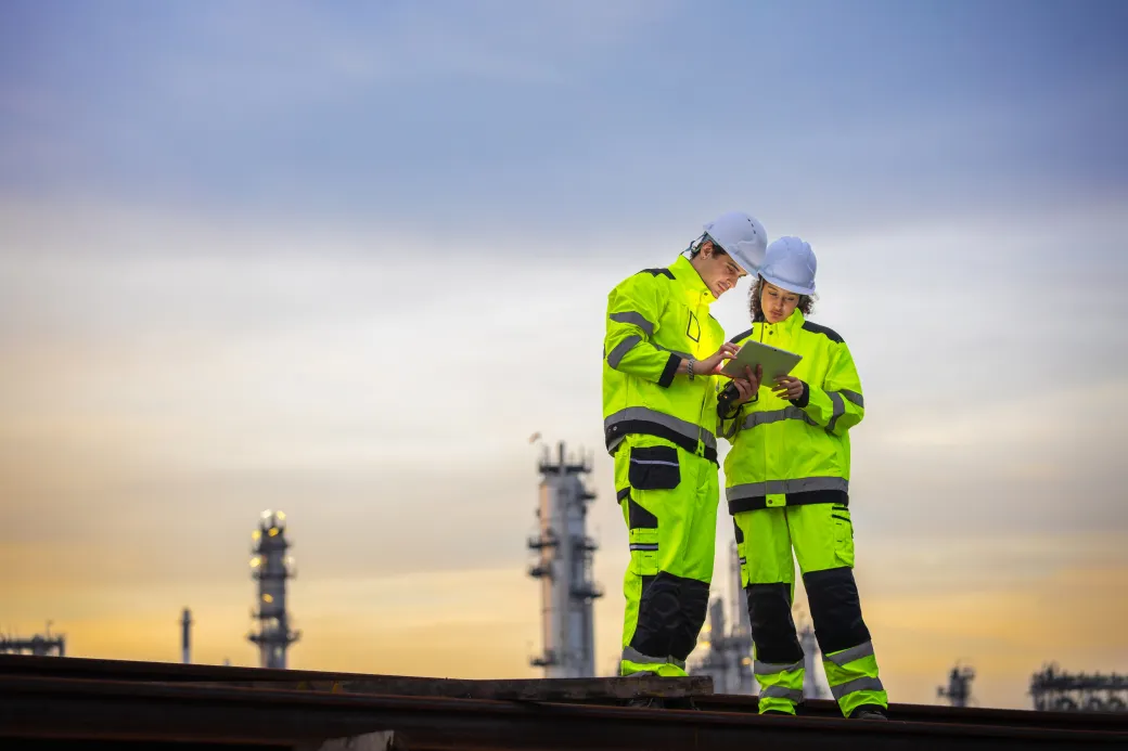 A utility technician working on network infrastructure